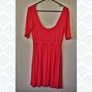 Urban Outfitters Pink Skater Dress W/ Mesh Bodice