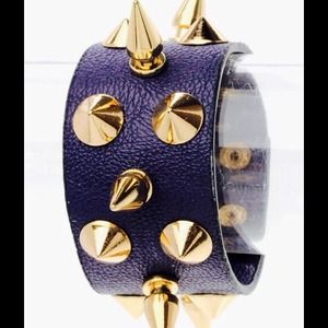Midnight blue SPIKY 100% LEATHER Bracelet