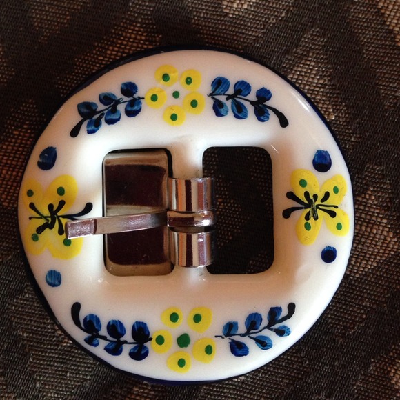 Vintage ceramic belt buckle
