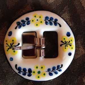 Vintage ceramic belt buckle