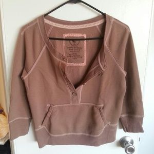 A & F Brown/Mauve Button-Up Sweatshirt - Kids L