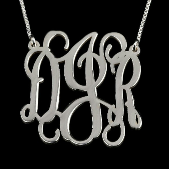 Sterling Silver Curly Split Chain Monogram Necklac