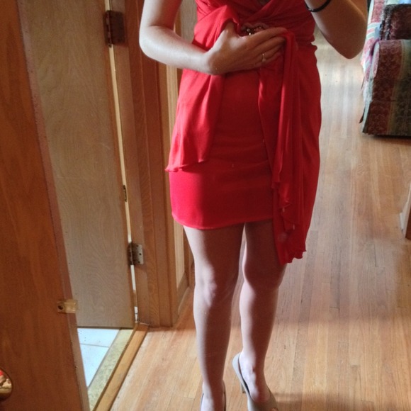 Red Jordana dress with embellished waist NEW sz 2 - Picture 4 of 4