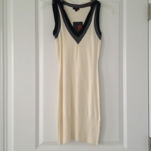 XS G by Guess hooded sporty dress NWT cream/ gray