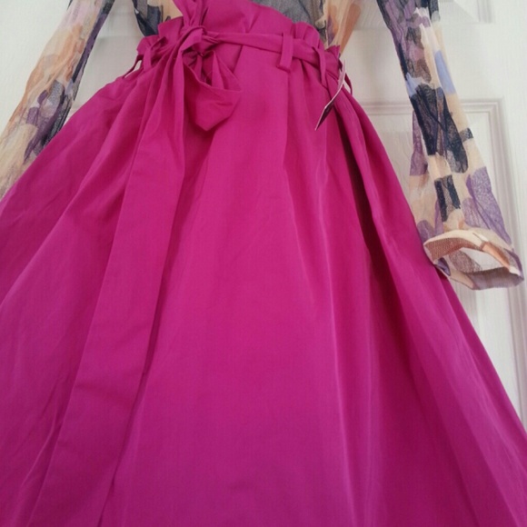 Theory Pink Magenta Tie Bow Runway Peruva Skirt - Picture 2 of 4