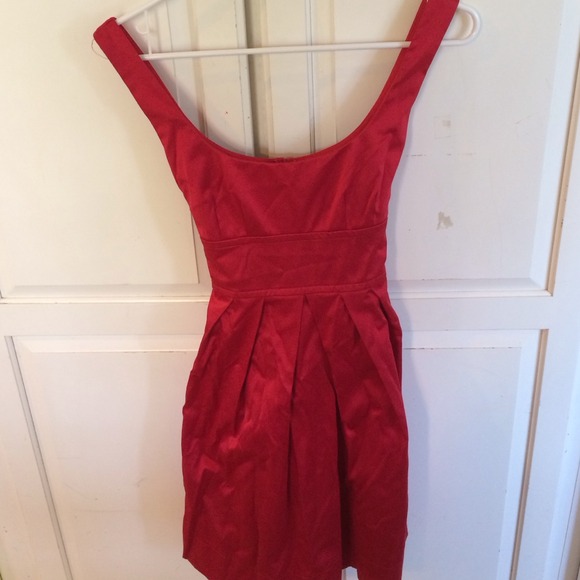 Satin red cocktail dress