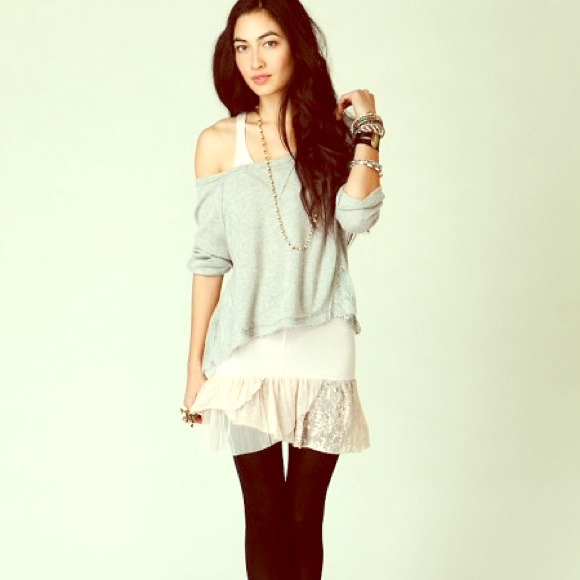 White Free people ruffle bottom slip