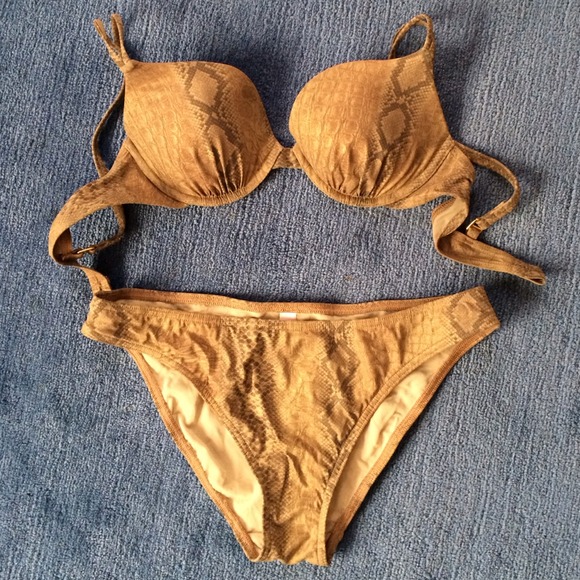 Beige snakeskin bikini