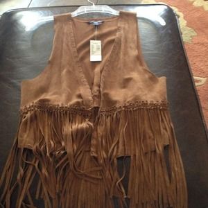 Suede fringe vest