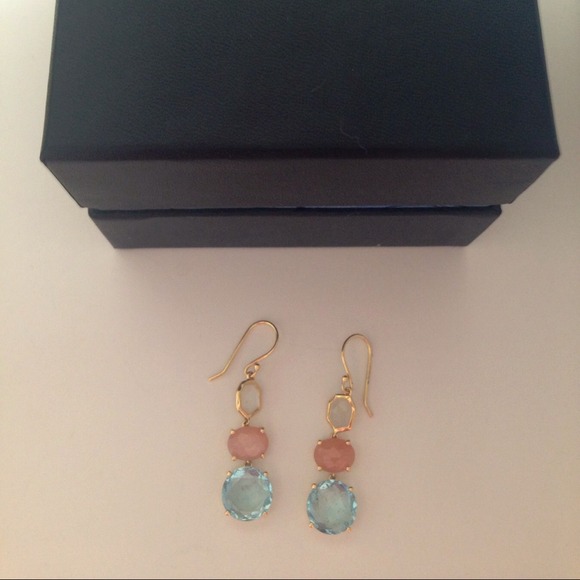 Ippolita 18k Gold 3 stones station Earring.