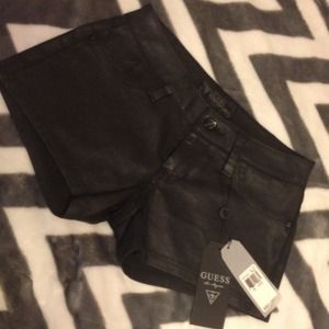 Black pleather shorts.