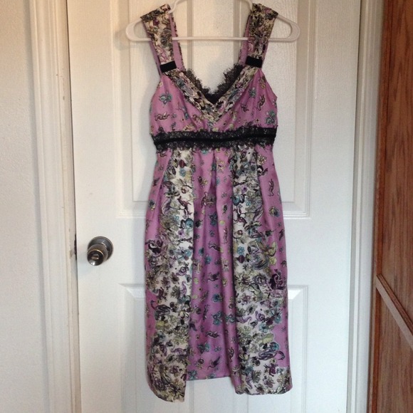 Nanette Lepore silky floral and lace dress