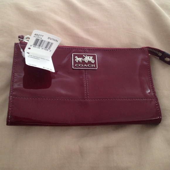 REDUCED Coach red patent wristlet