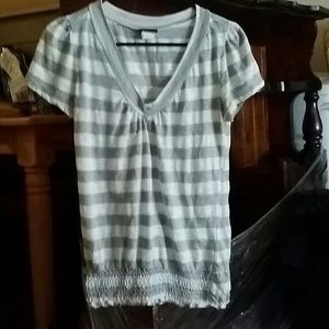 Gray and white stripped top