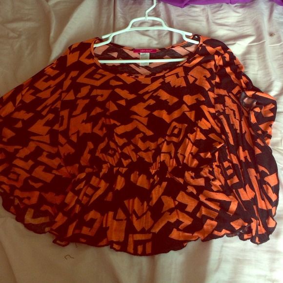 Black and orange tribal top