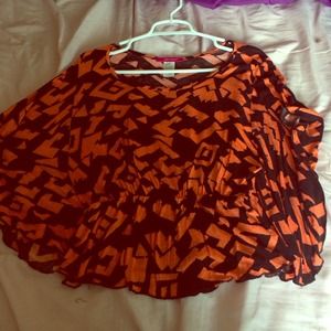 Black and orange tribal top