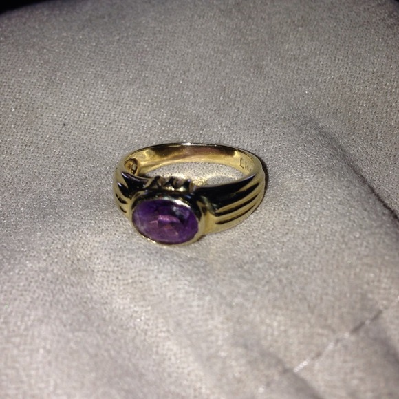 14K Gold with Real Amethyst Gem Ring, size 6 - Picture 1 of 4