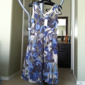 Silk print sleeveless dress. Never worn. Size 2