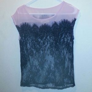**SOLD** Sexy pink and black lace top