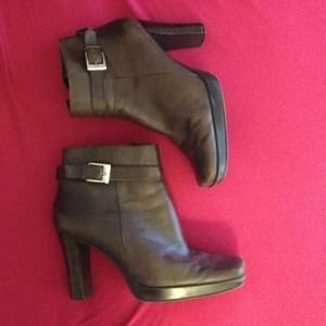Brown leather ankle boots