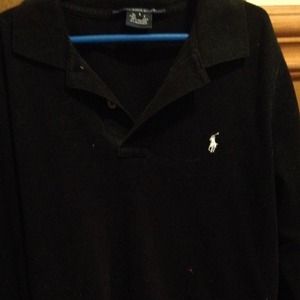 Women's black 3/4 sleeve polo shirt