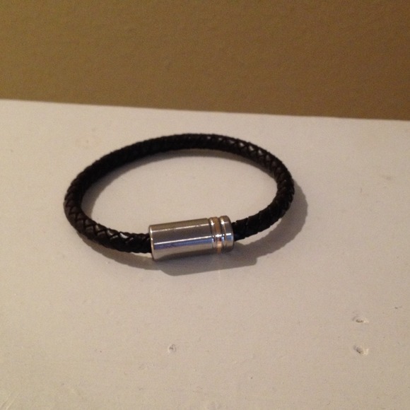 David Yurman MENS leather & steel bracelet