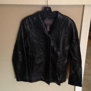 Banana Republic black leather blazer jacket
