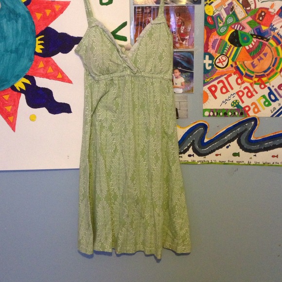 Green and white dress