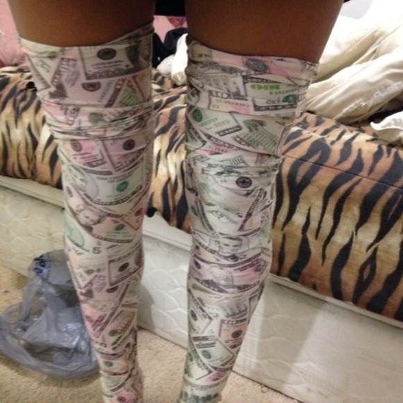 Money Thigh High Socks