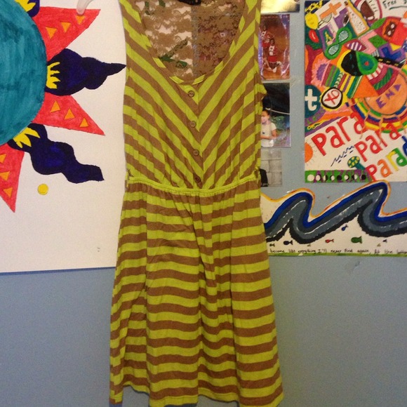 Lime green and brown dress