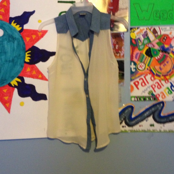 Cream and denim shirt