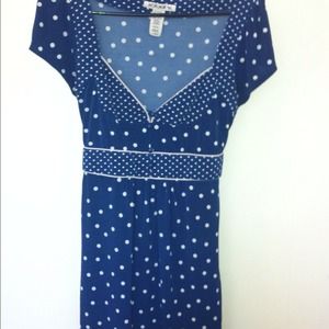 Vintage Inspired Navy Blue Polka Dot Dress