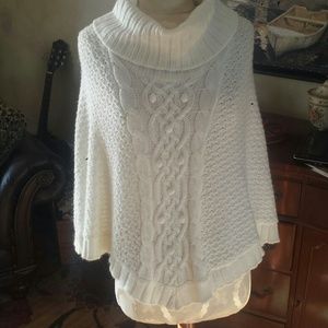 White sweater poncho