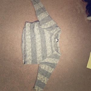 Grey striped crop light weight sweater