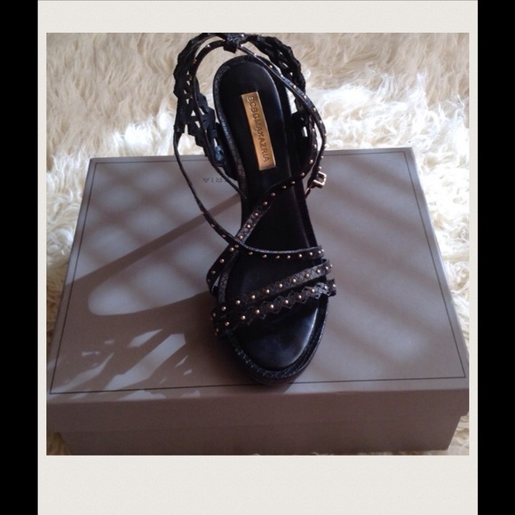 Black BCBG leather studded heel