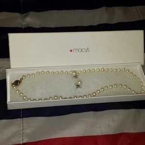 Costume pearl necklace and earrings