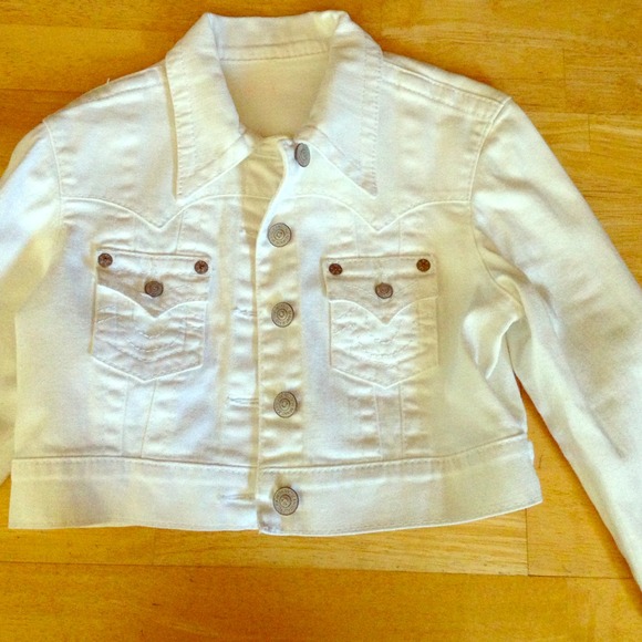 Cropped True Religion White jean jacket