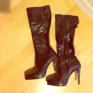 Nine West, Dark Brown, Knee-High Boots