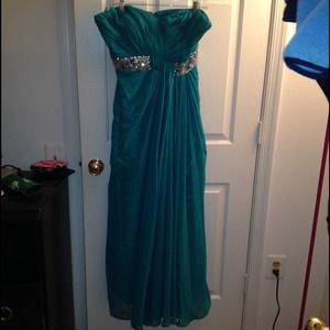Teal long ball dress