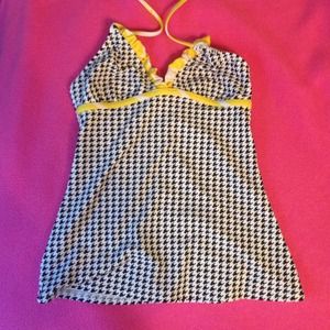 Yellow and black tankini bathing suit