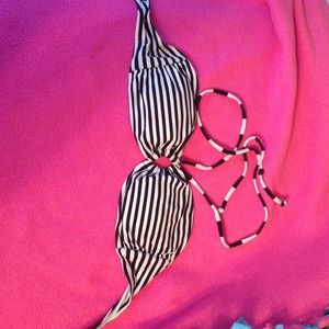 Black and white striped bathing suit