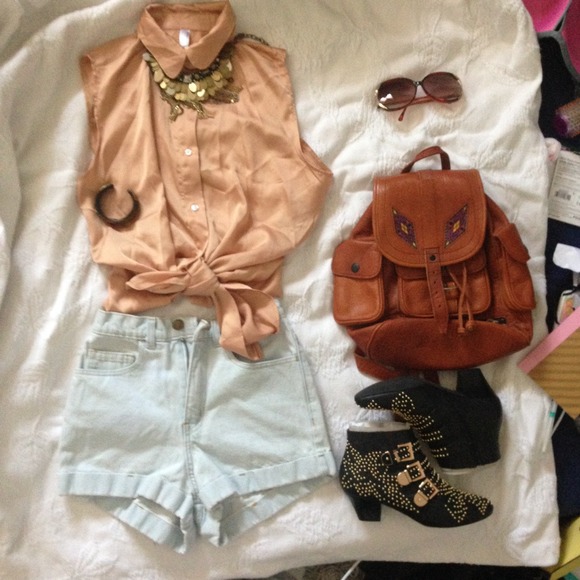 American Apparel high waisted shorts in light wash