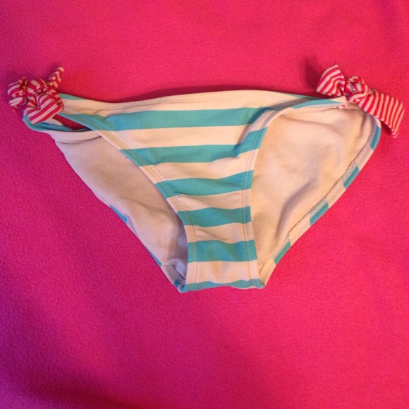 Blue and red striped bathing suit bottoms
