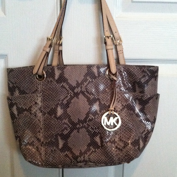 Michael Kors Jet Set python embossed leather tote