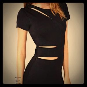 Nasty gal multi zip bodycon dress in black