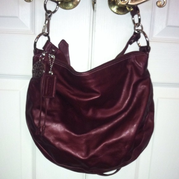 Coach Ali convertible leather hobo in Wine 13708