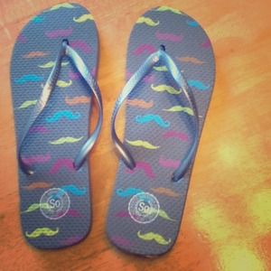 Brand new mustache flip flops!