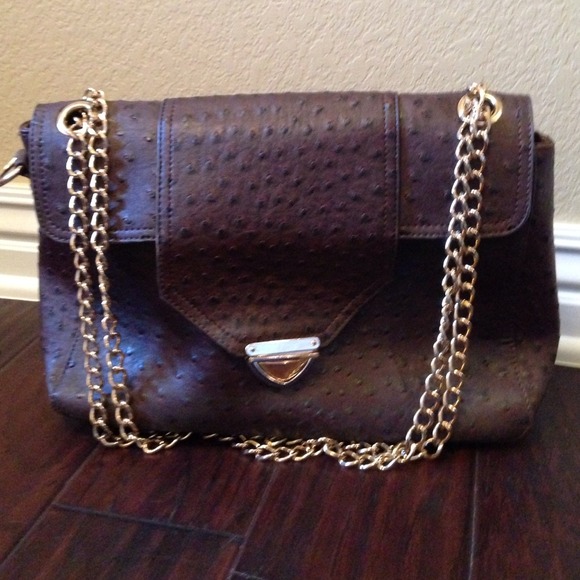 Faux-crocodile double chain hangbag