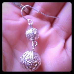 Silver tone orb/ball earrings