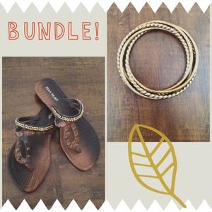 BUNDLE! Boho Chic Sandals & GoldTone Bangles!